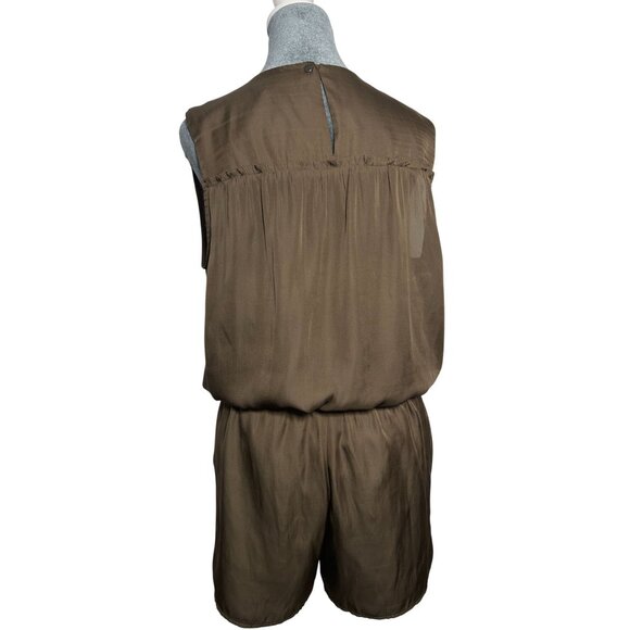 BCBG MAXAZRIA Sleeveless Brown Romper With Snap Buttons & Elastic Waist Small - Picture 3 of 14